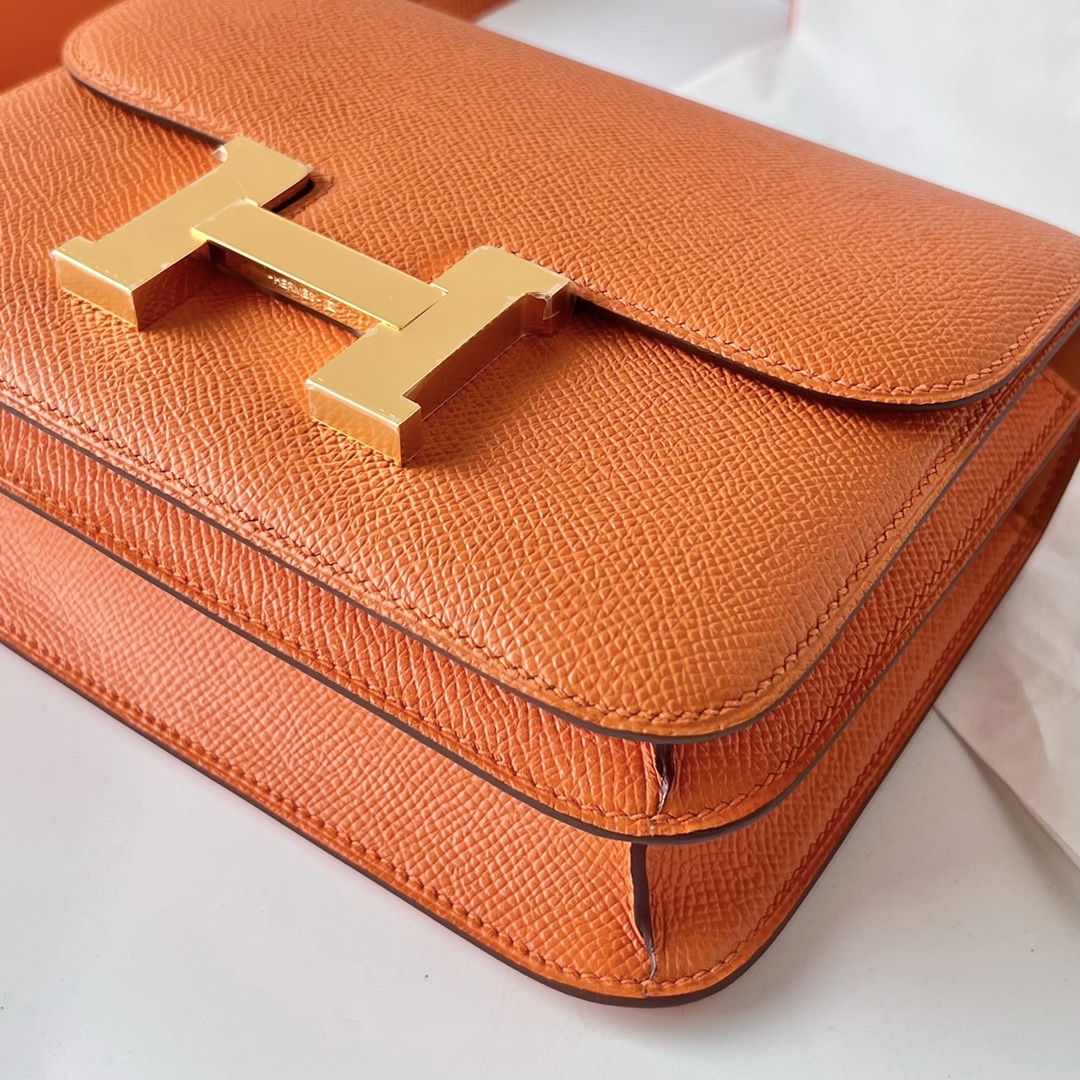 Hermes Constance 24cm Shoulder Bag In Orange Epsom Leather